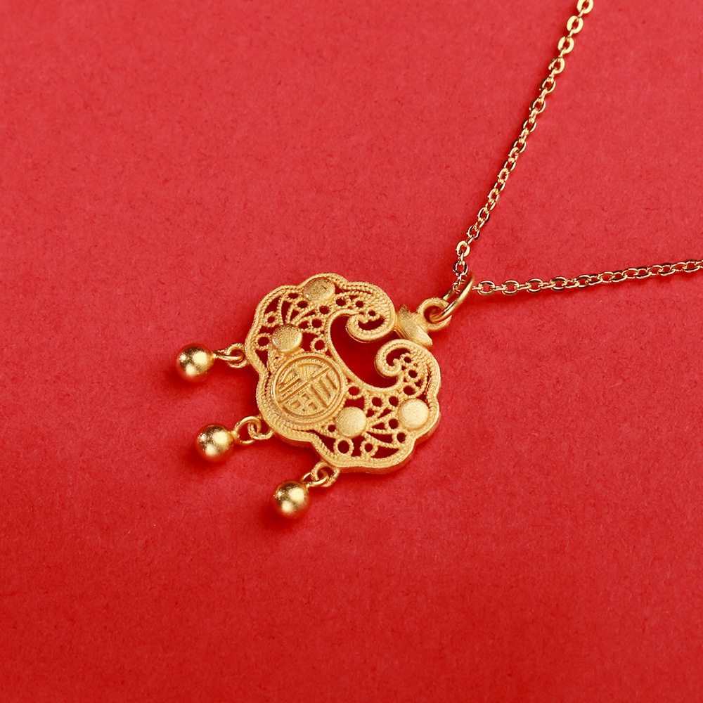 Wholesale of the popular Douyin S925 Silver Ruyi Xiangyun Peace Lock Necklace, a retro Chinese-style longevity lock chain pic 10