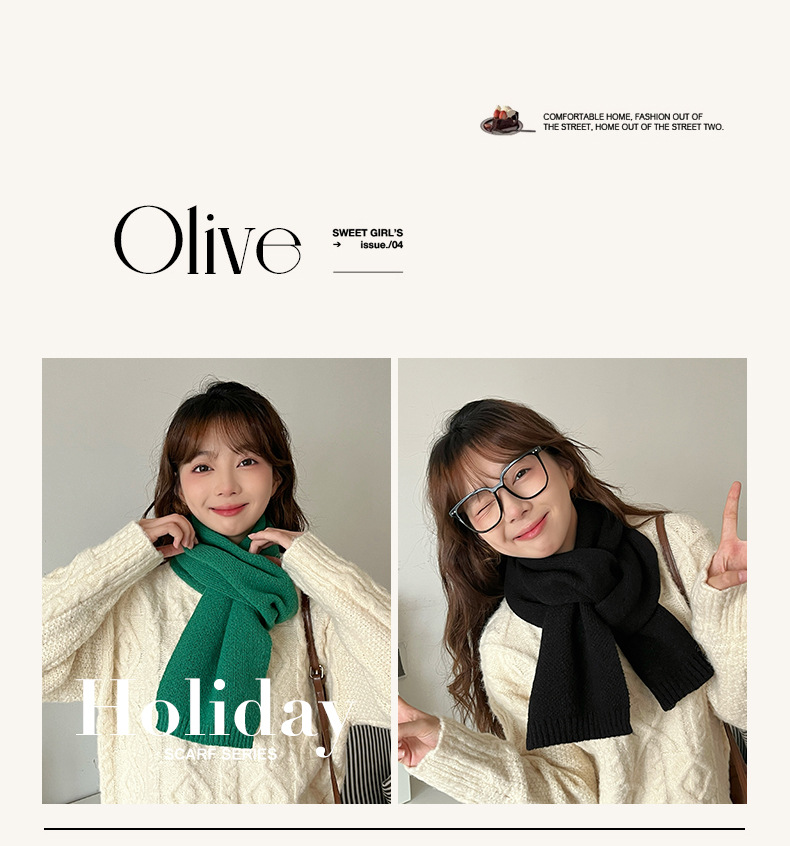 Mars Green Thickened Warm Scarf for Women 2024 New Style faux Cashmere Scarf, Korean style, versatile and warm 2024 New style pic 8
