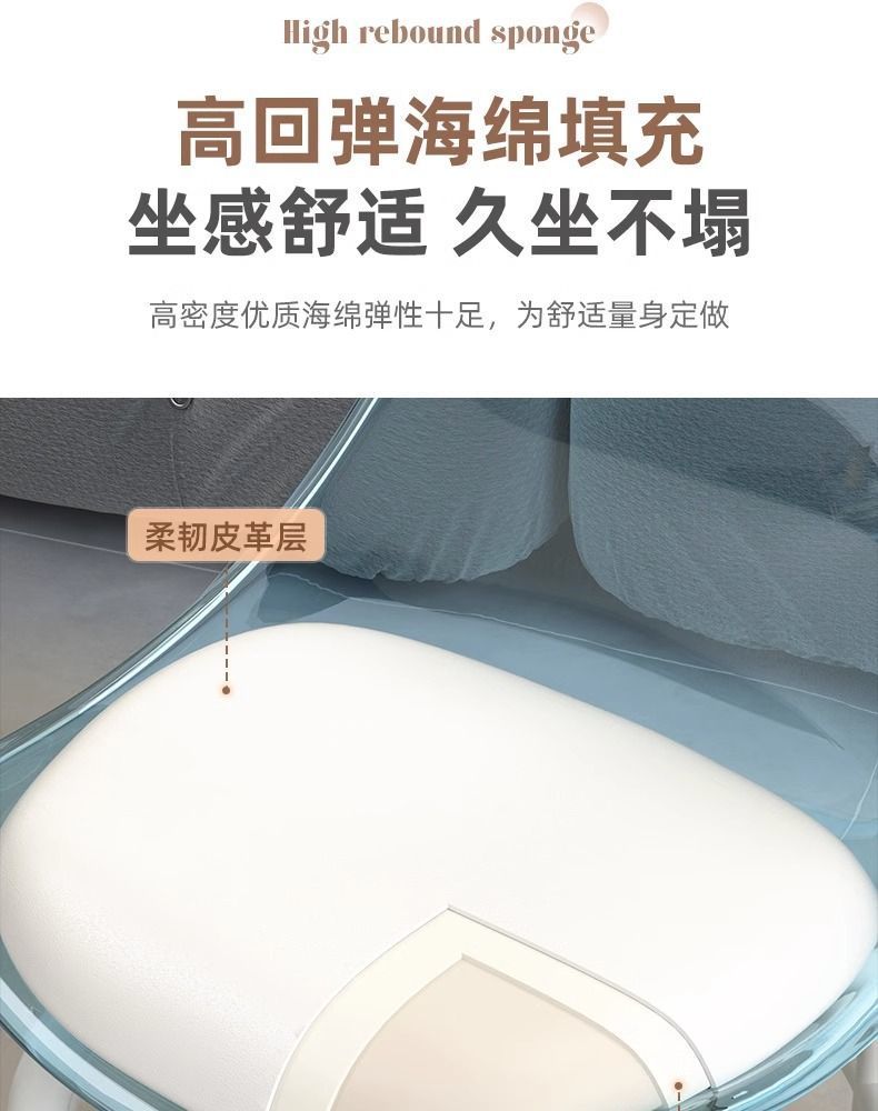 亚克力万向轮小凳子静音透明靠背成人滑轮矮凳儿童带轮移动小椅子详情6