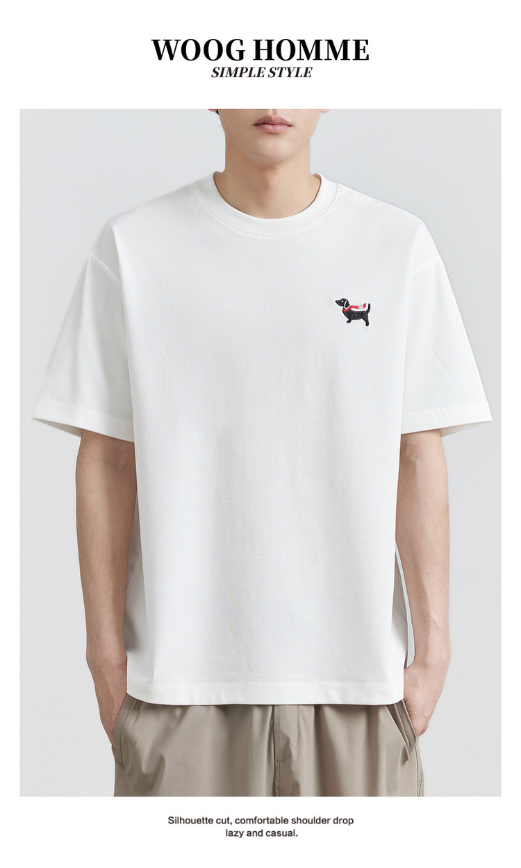 速干冰丝棉 圆领丝光刺绣凉感短袖t恤男2024夏季新款潮半袖体恤衫详情2