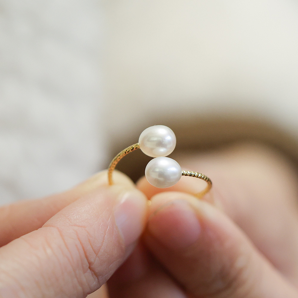 Light luxury and fashionable natural freshwater pearl open ring for women, simple and versatile, adjustable accessory wholesale pic 6