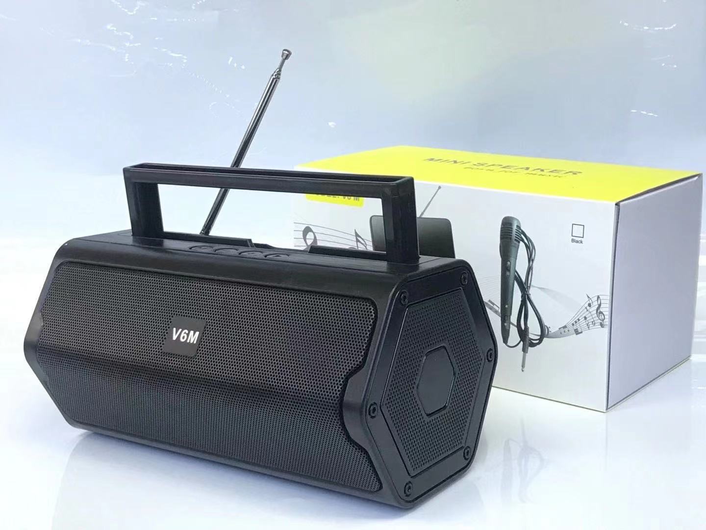 V6M蓝牙音响带麦克风孔非洲爆款低音炮蓝牙音箱 手机支架蓝牙音箱详情4