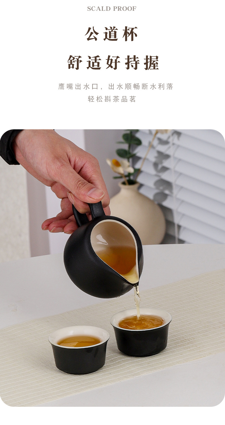 Black pottery Gongfu tea set, office teapot and tea cup, simple covered bowl teapot and tea cup gift box, suitable for IOGO pic 11