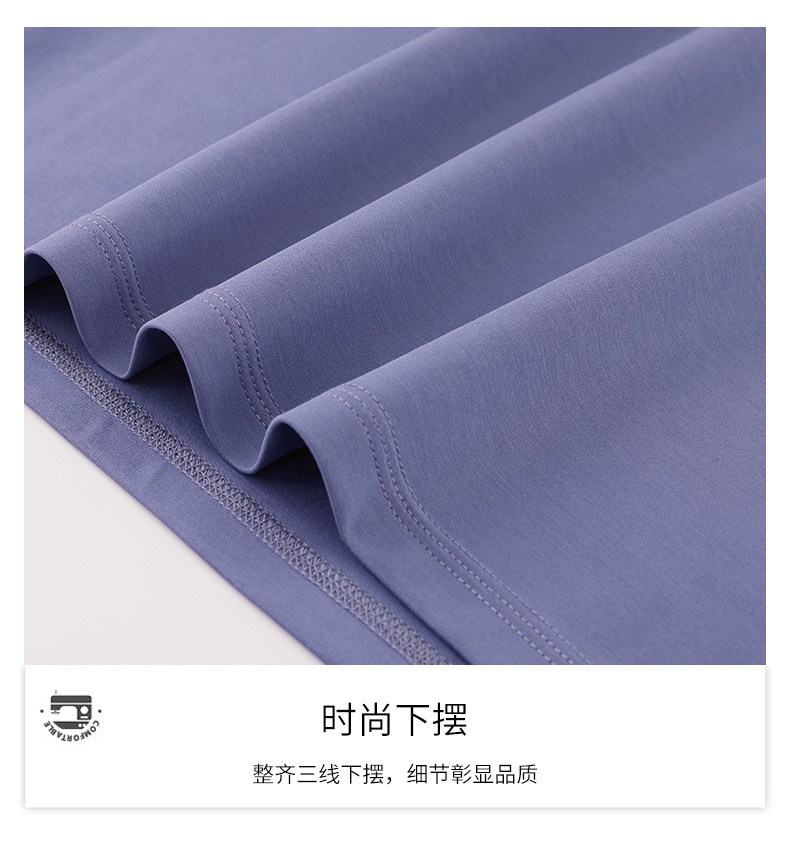 Mulberry silk short-sleeved T-shirt for men, solid color mercerized cotton round-neck base layer, new Spring/Summer 2023 cool high-end T-shirt pic 7