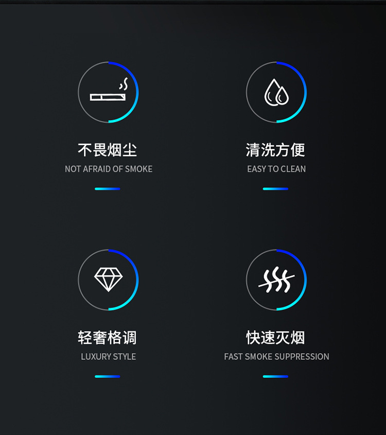 带水箱烟灰缸防飞灰防烟味创意家用车载漏斗带盖个性不锈钢烟缸详情3