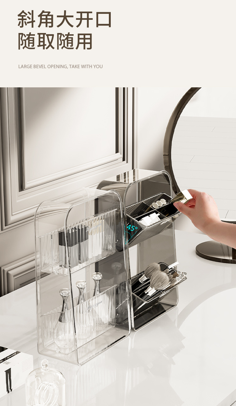 双层旋转口红收纳盒高颜值化妆品置物架桌面收纳层架亚克力收纳架详情4