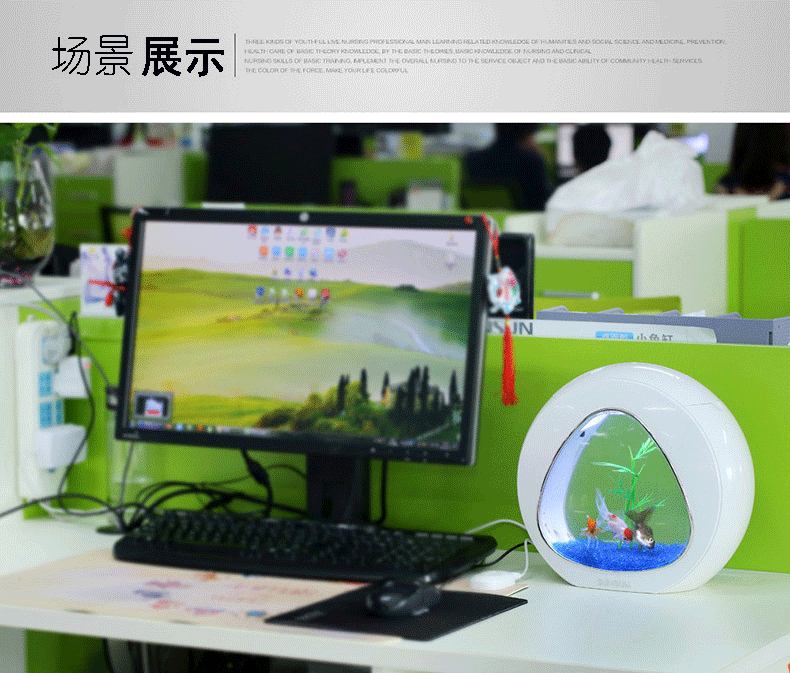 The desk mini aquarium creative desktop LED lighting can filter ecological acrylic fish tank aquarium pic 13