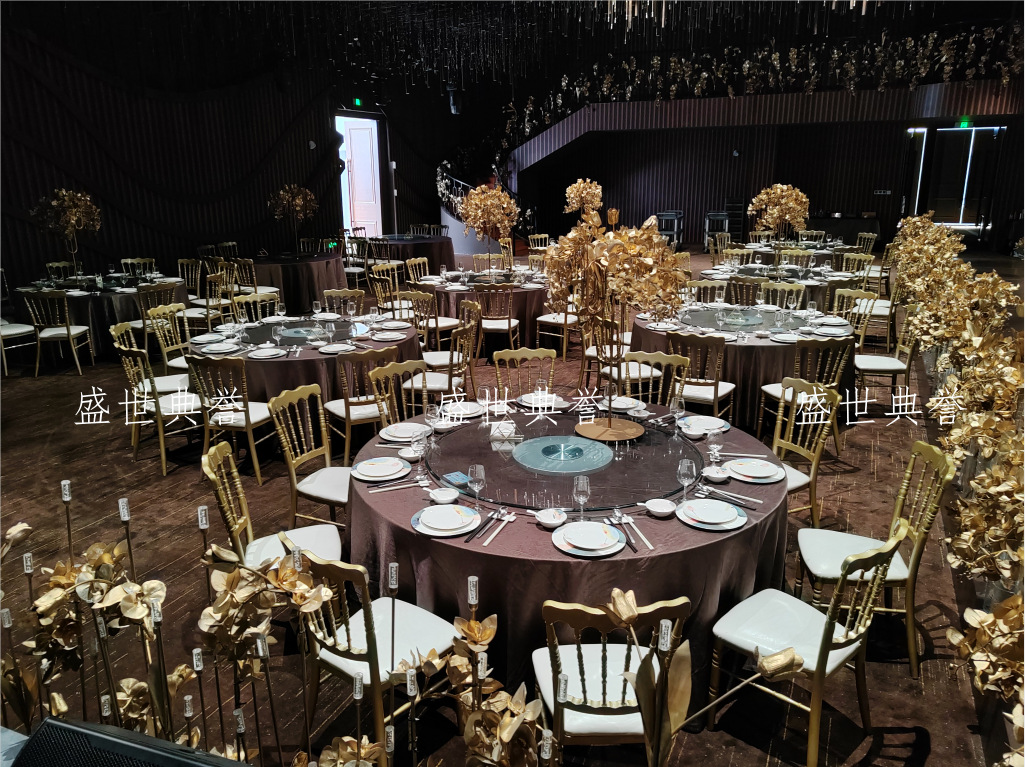 Hangzhou Banquet Center dining tables and chairs Hotel theme wedding bamboo joint chairs, European-style wedding castle chairs, wedding banquet folding chairs pic 13