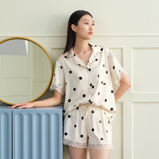 Pareja hielo pijamas de seda mujeres verano seda manga corta moda imitación de seda ropa casera outwear traje hombre al por mayor pic 5