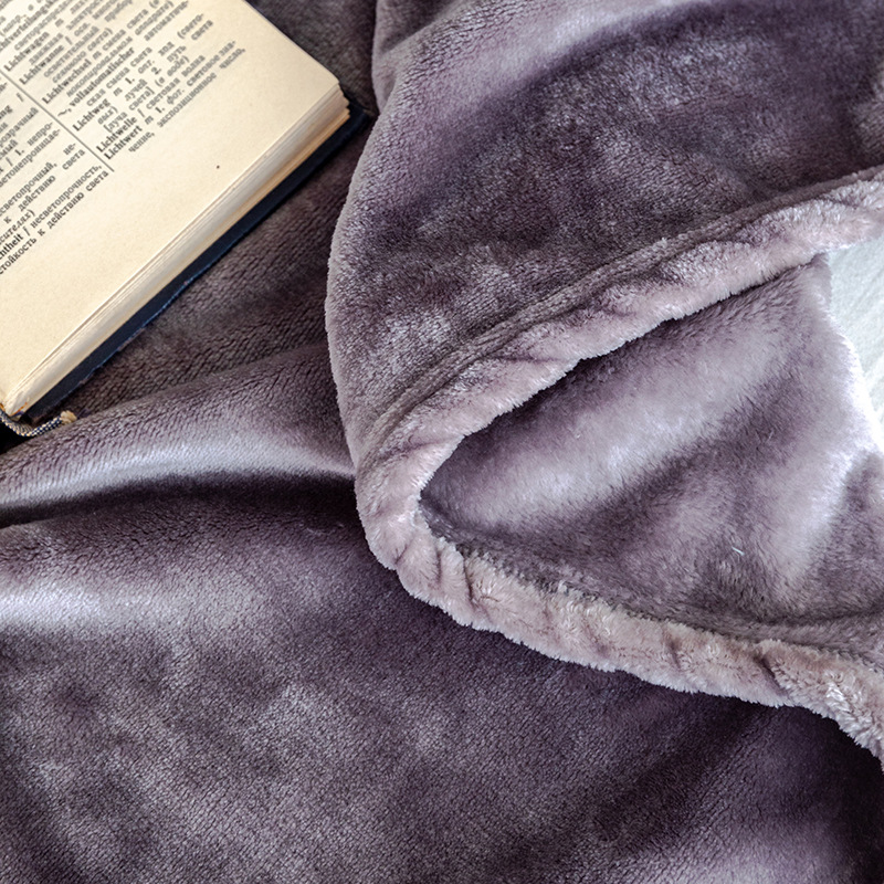 430-gram solid-color flannel coral velvet blanket, plain sofa cover blanket, air-conditioned nap blanket pic 8