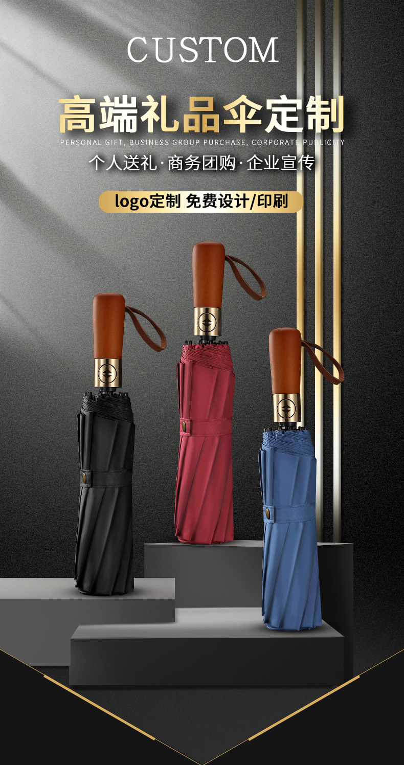 【厂家直销】雨伞定制批发可印logo图案晴雨两用太阳伞广告折叠伞详情1