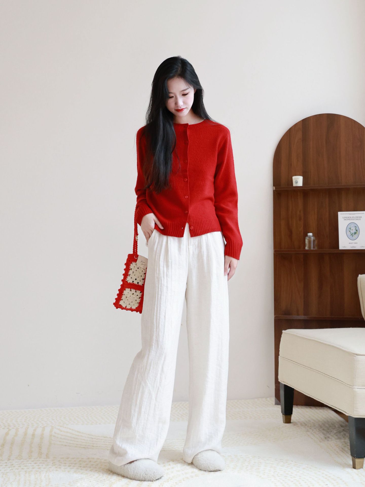 Qili Colorful Gemstone 12-color seamless one-piece Merino wool button cardigan, a versatile knitted long-sleeved top for commuting pic 18