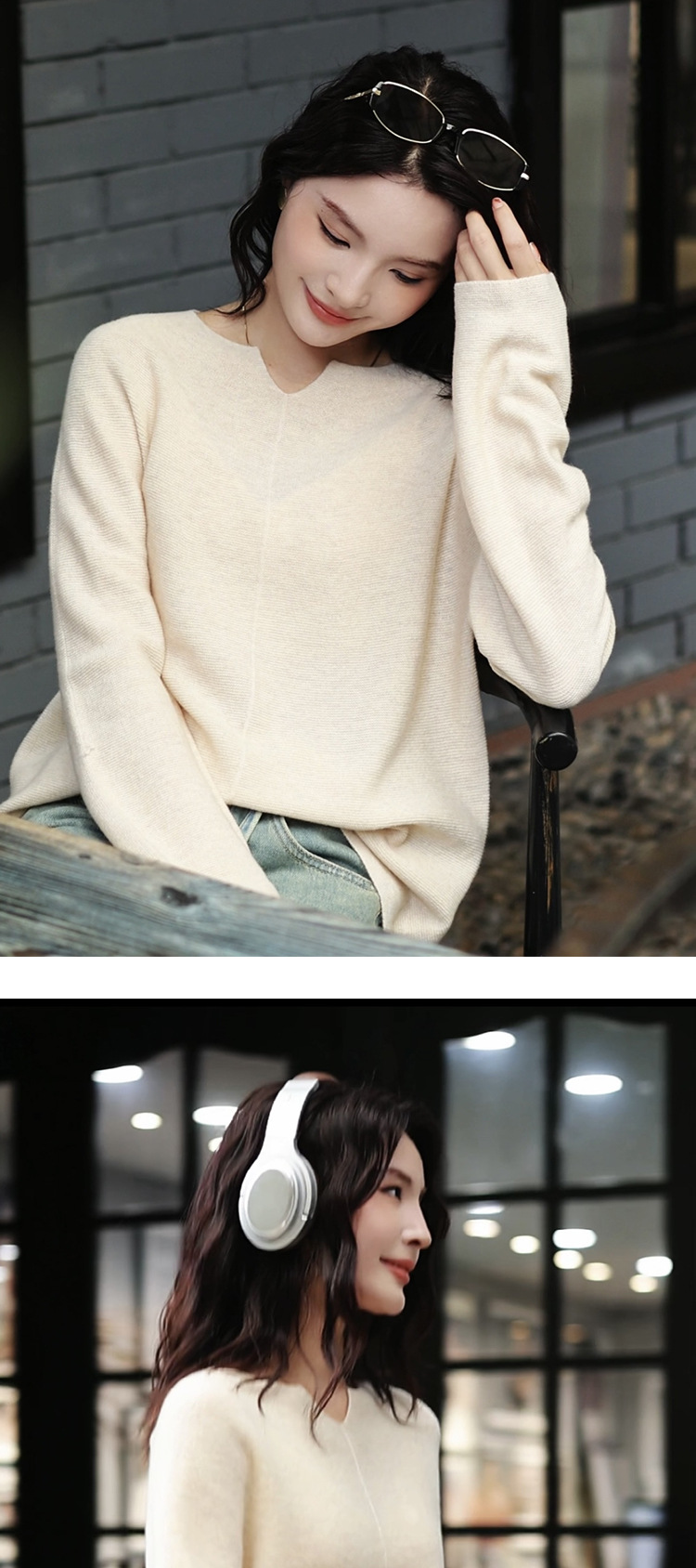 Spring 2025 new style sweater, seamless one-piece 100% wool sweater, knitted sweater, loose and slimming, half-open-neck top pic 30