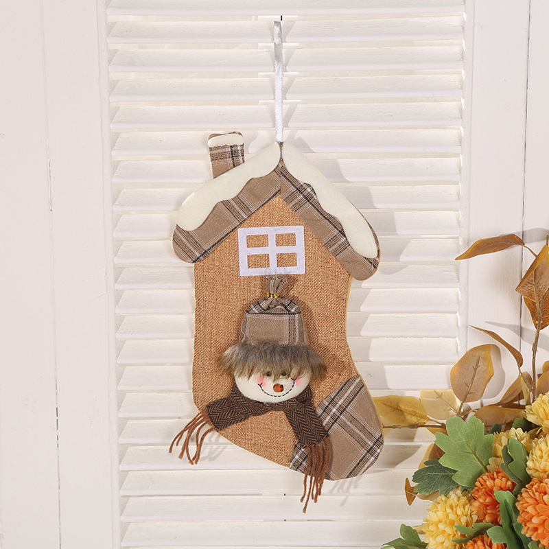 Wholesale of checkered Christmas socks, gift bags, Christmas decorations, Santa Claus pendants, large export candy bags pic 9