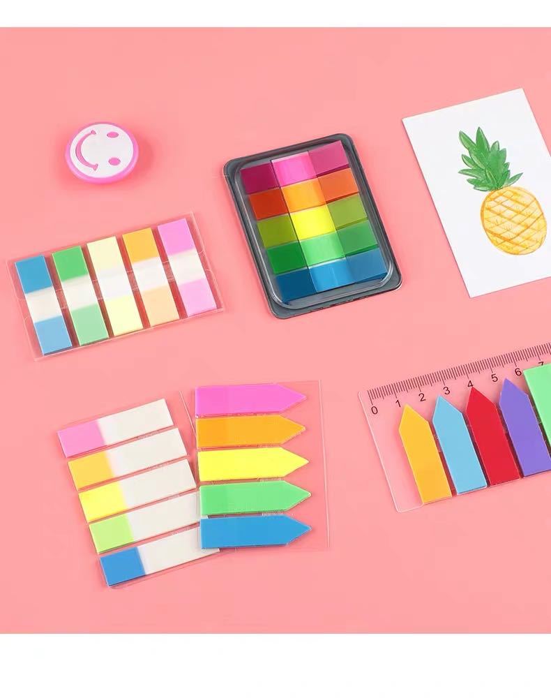 Index label paper fluorescent indicator sticker, pull-out colorful Korean fresh and clean sticky note, student classification marking pic 20