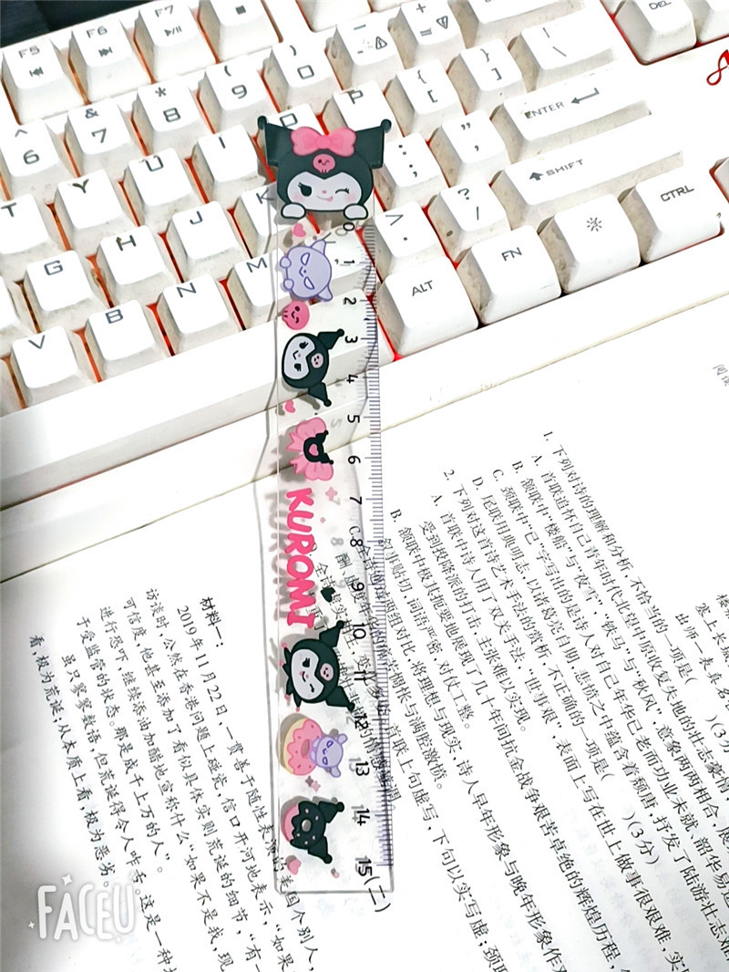 Cute and creative Sanrio cartoon pattern acrylic double-layer transparent student measuring 15CM stationery ruler pic 6