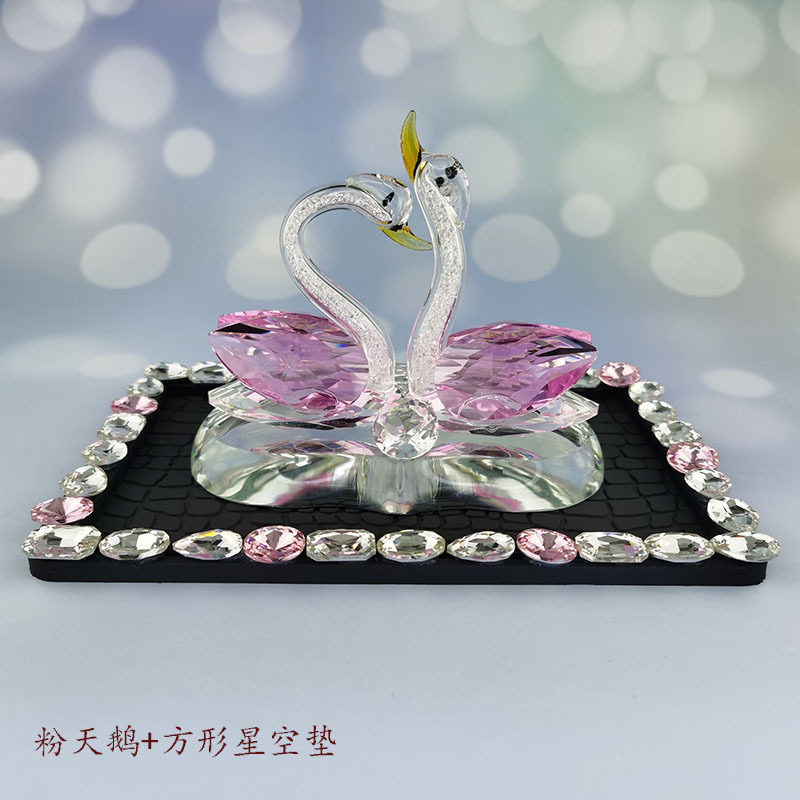 Crystal Swan Car Perfume Seat, heart-shaped romantic starry sky, brilliant pink swan, elegant and exquisite car decoration for ladies pic 2
