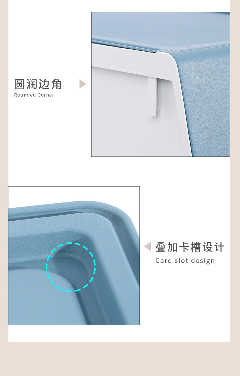 The manufacturer wholesals front-opening storage boxes for children, toys, snacks, thickened and stackable flip covers, and household clothes storage boxes pic 17