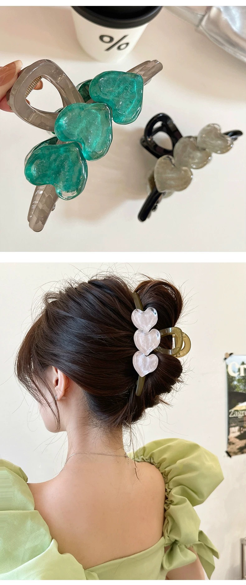 冰晶爱心大号抓夹百搭新款发量多鲨鱼夹子头饰高级感ins简约发夹详情7