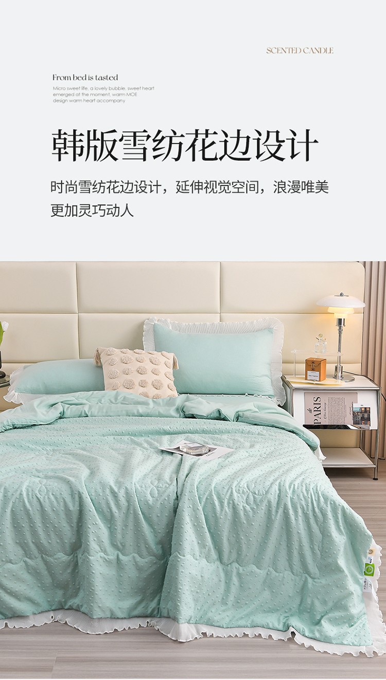 新款A类母婴级原棉华夫格夏被四件套凉豆豆空调被三件套直播爆款详情14