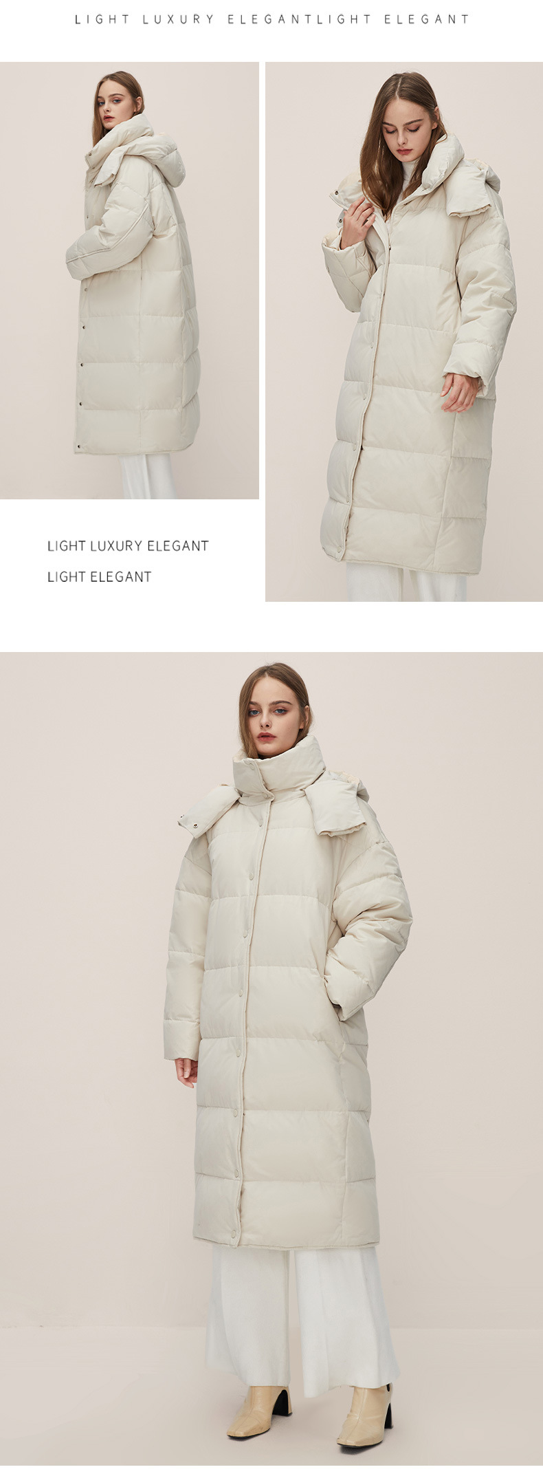 Jiazehua 2022 New 90-down quilt style down jacket for women, knee-length, loose, thick and hooded, warm for women pic 22