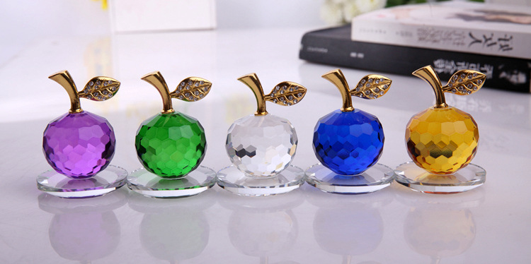K9 Crystal Apple Christmas Eve Christmas Colored Crystal Craft Souvenir Gift Mobile Phone Counter Decorative Item Xiangyu Crystal pic 2