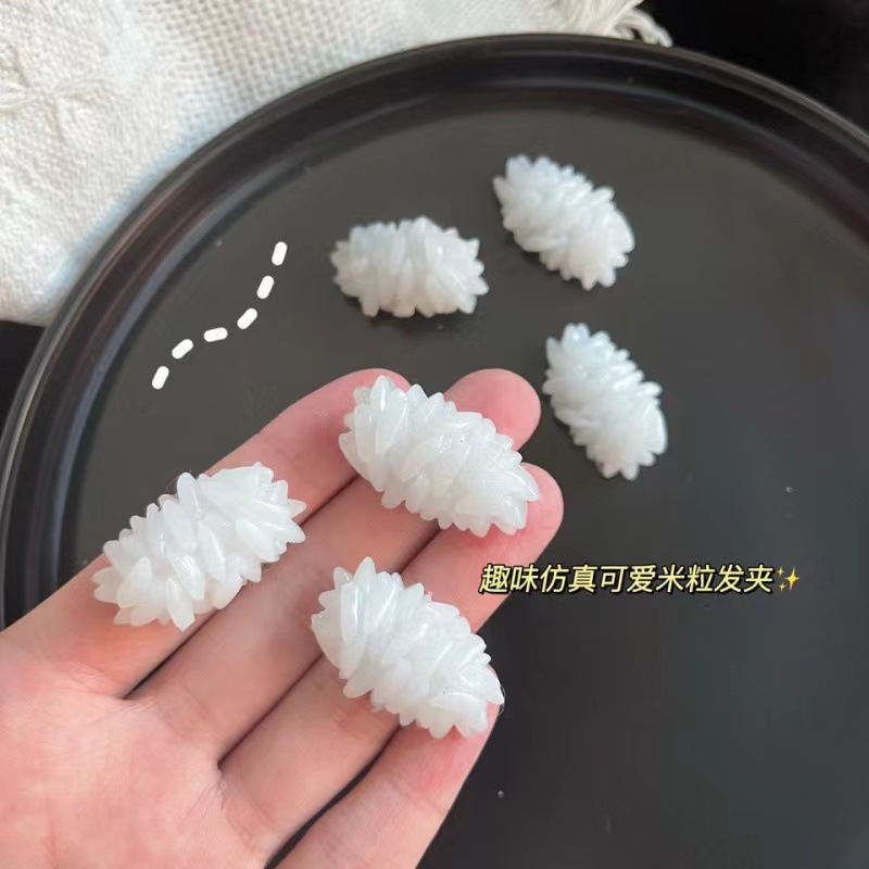 A great way to chat with rice grain hair clips: Foodie pins, creative simulation food, fun brooches, rice ball hair clips pic 1