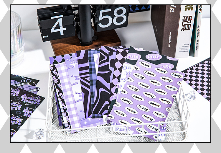 语闲无粘性素材纸 甜心电波甜酷系列可撕美式风手帐diy造景打底纸详情18