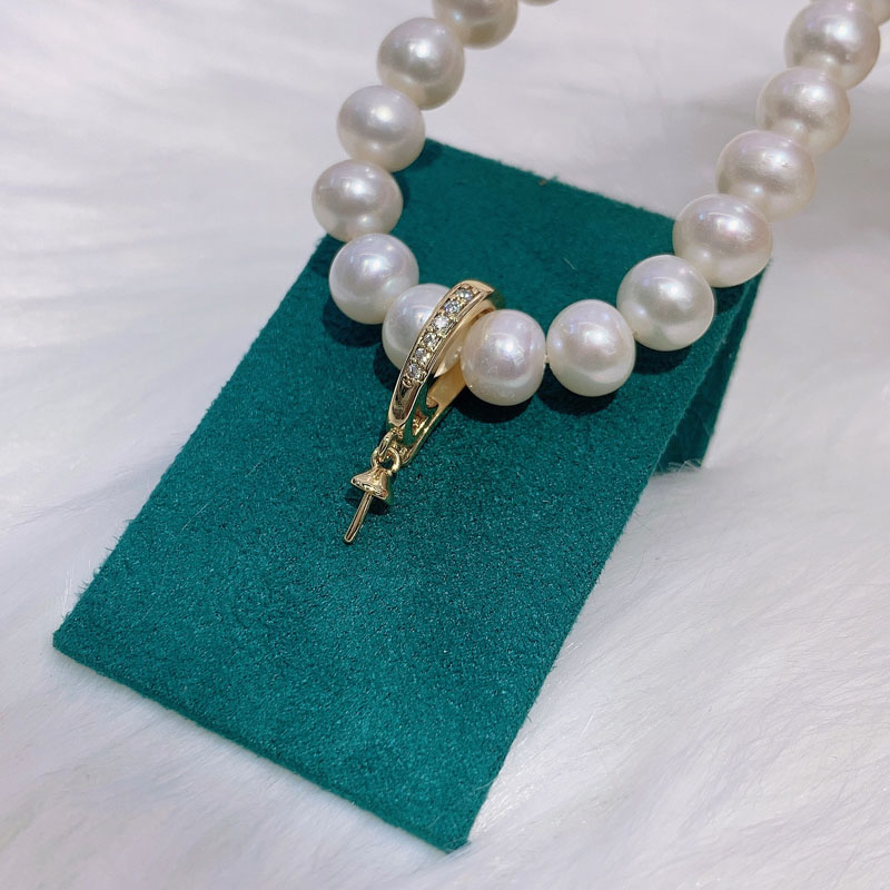 14K gold-plated copper with real gold and micro-zirconium pearl necklace, sweater chain, pendant buckle, pendant head, grand button DIY accessories pic 4