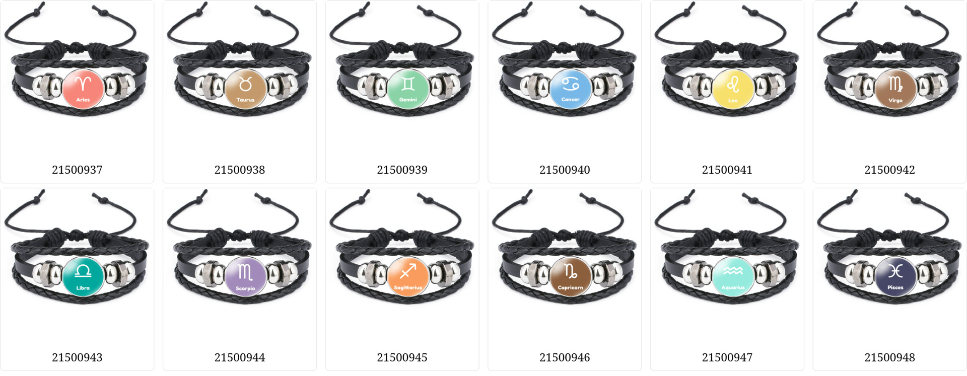 Wholesale of black leather multi-layer woven bracelet accessories with 12 zodiac time gemstones that are popular in Europe and America pic 3