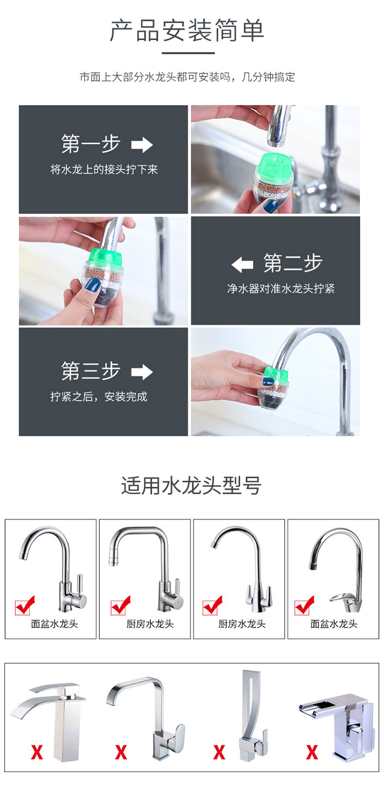 3146 Faucet filter, Tap water Filtration Purifier, Household activated carbon multi-layer water filter wholesale pic 6