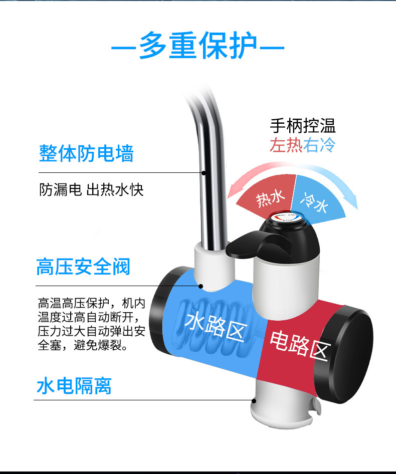Cross-border best-selling electric water faucet, no installation required, single-control water inlet, instant electric heating tap water heater pic 38