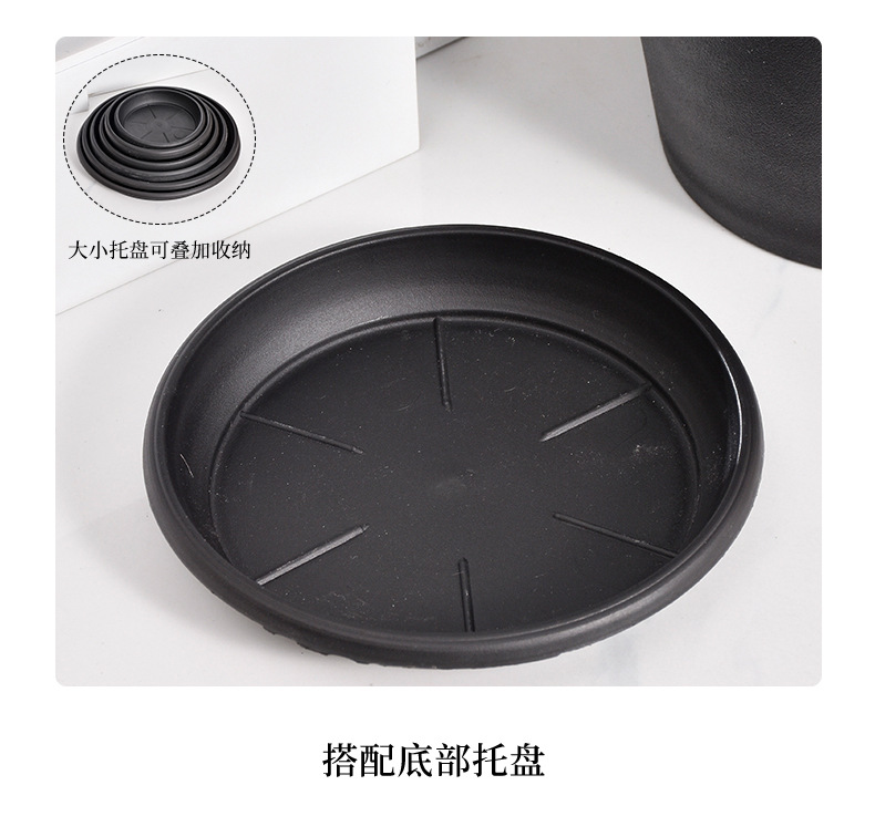 圆形大口径国际盆黑色塑料加仑盆家用客厅阳台树脂花盆厂家批发详情11
