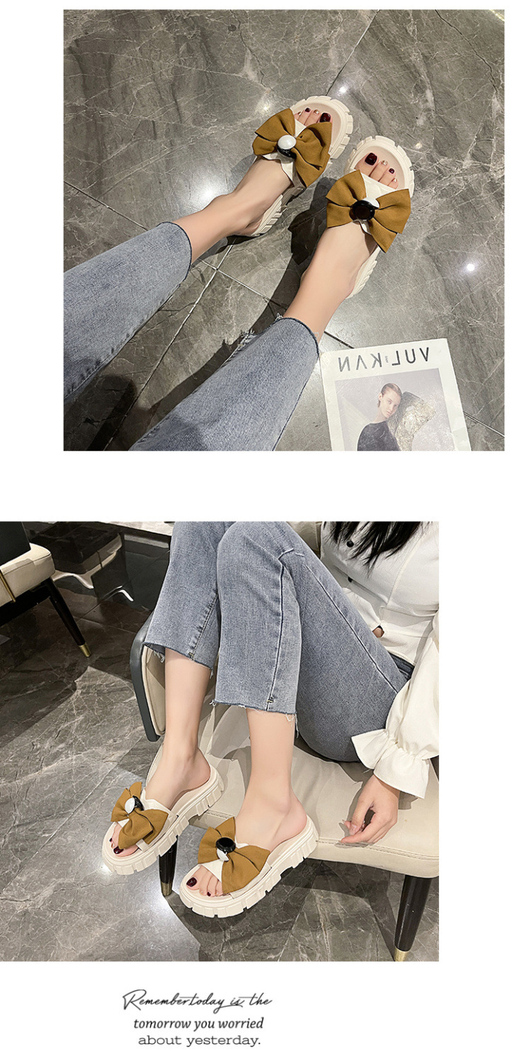 One-piece flip-flops for women's outerwear in summer 2023, thick-soled bow, popular home anti-slip cooling flip-flops for cross-border use pic 16