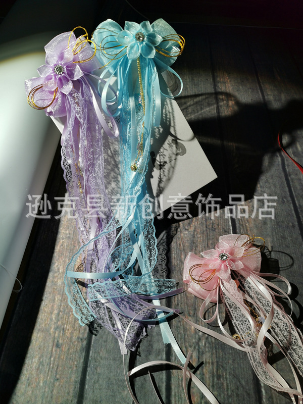 National trend series Hanfu flower headwear, fairy bow, fairy boy ancient-style ribbon hair accessory, princess hair flower, Chinese-style hair clip pic 2