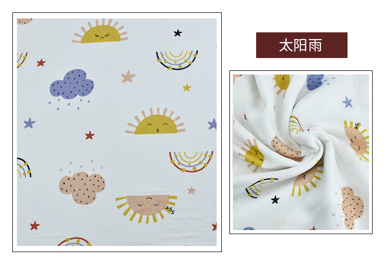 Combed bamboo cotton double-layer printed gauze baby Class a home wear bamboo cotton gauze fabric bamboo fiber gauze pic 12