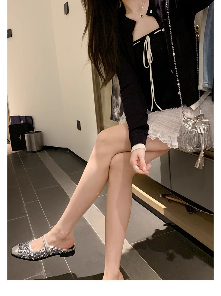 银色玛丽珍鞋亮片芭董舞鞋子真皮女鞋葡萄妈单鞋女2024春款女鞋子详情36