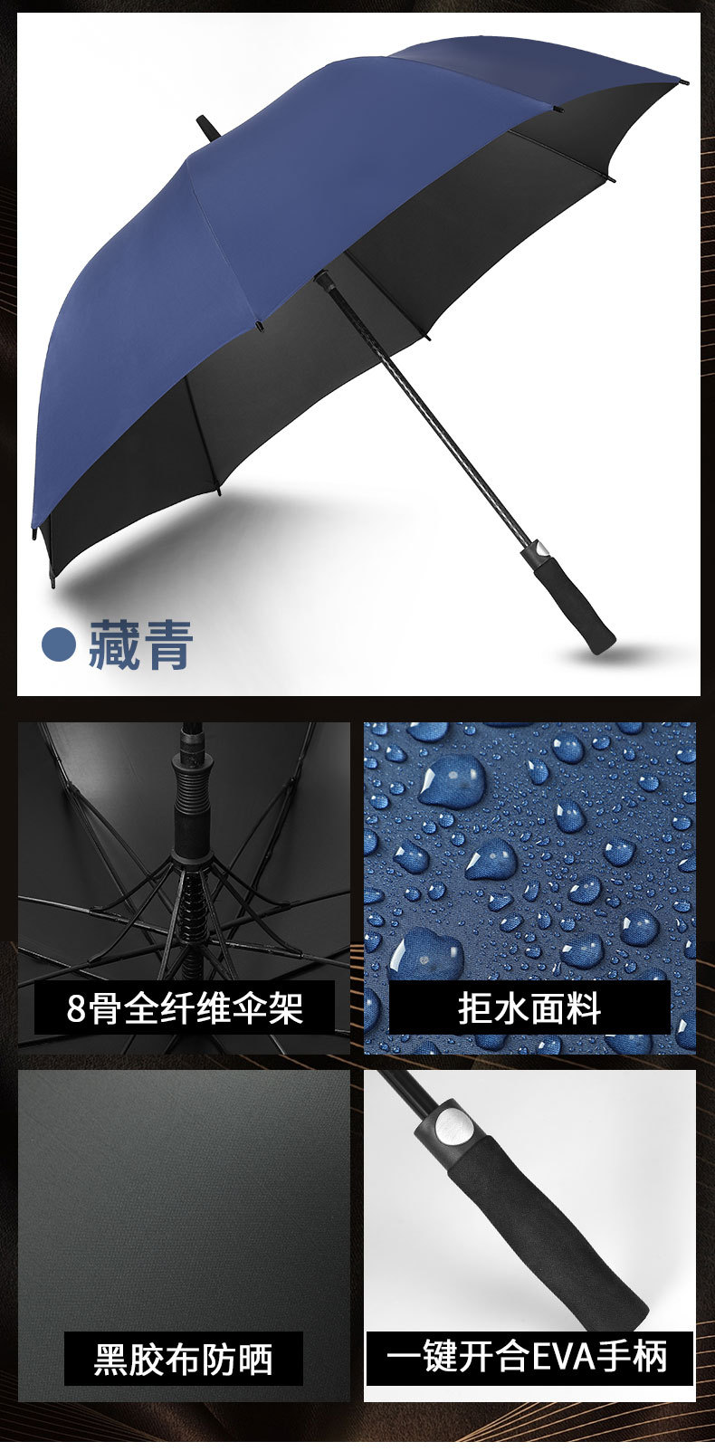 【厂家直销】雨伞定制批发可印logo图案晴雨两用太阳伞广告直杆伞详情16
