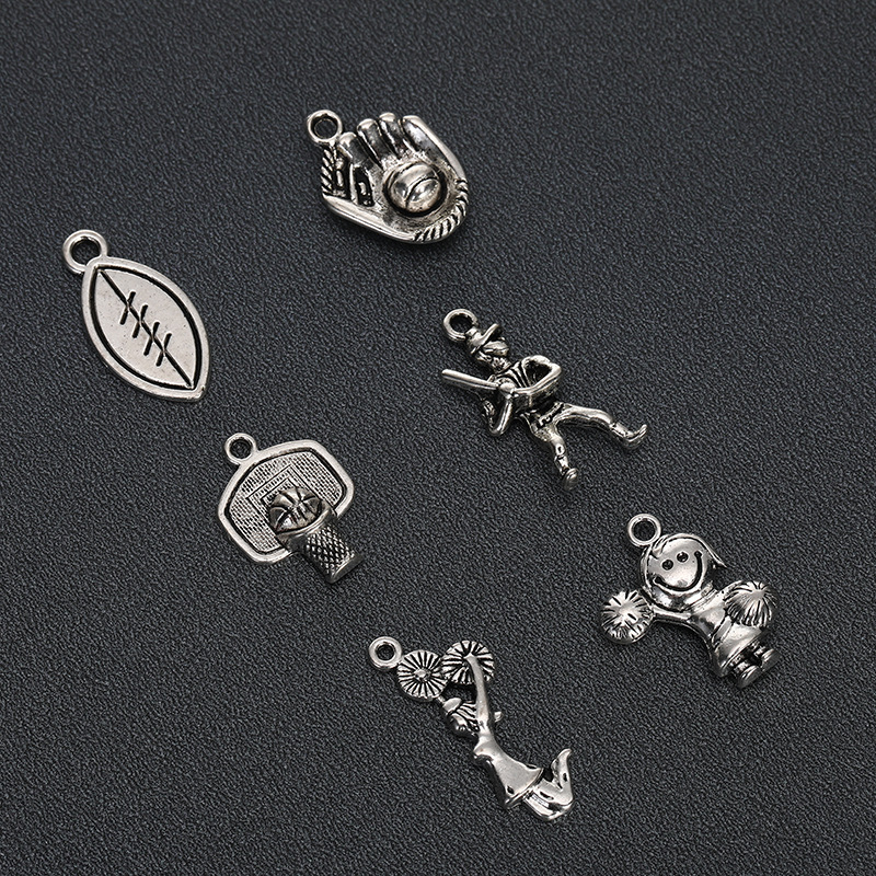DIY alloy accessories, antique silver football pendants, tennis accessories, retro sports series bracelets, earrings, jewelry accessories pic 3