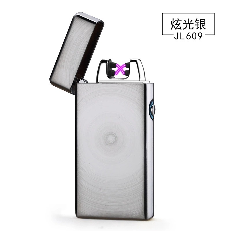 JL609立体浮雕充电打火机usb双弧脉冲打火机锌合金防风电子点烟器详情13