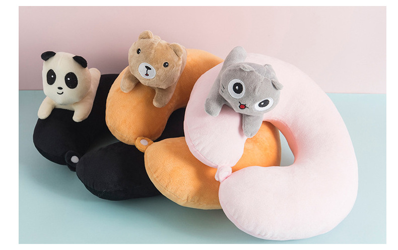 Factory direct sales of cartoon U-shaped neck pillows, neck pillows that lean against the waist, panda U-shaped pillows, nap pillows, and other gift items pic 2