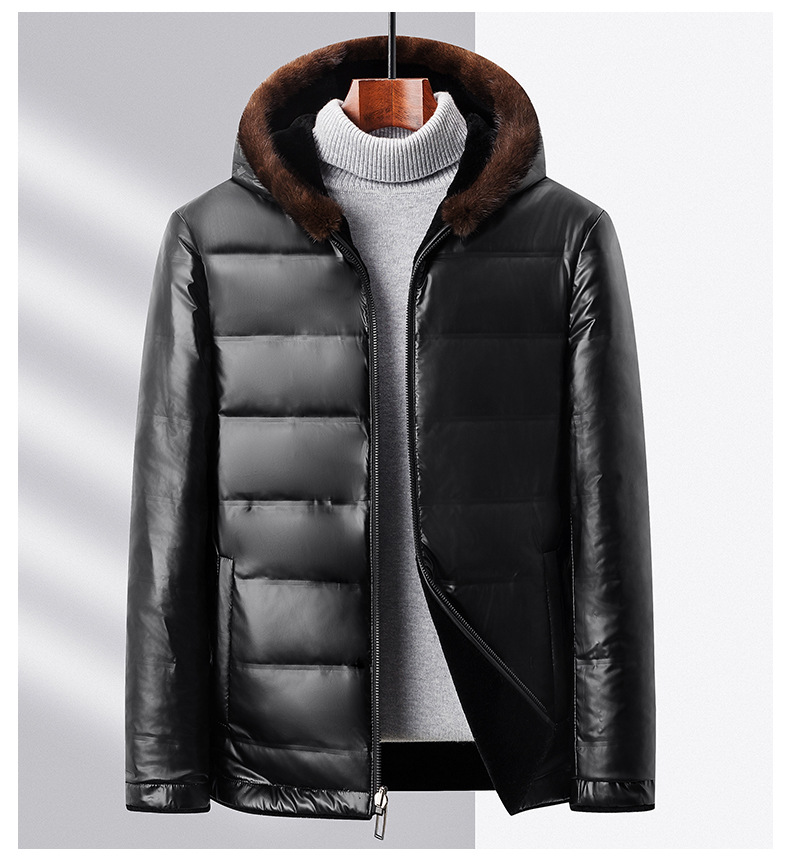 2023冬新款男士羊剪绒外套 双面羽绒内胆连帽夹克 一件代发AM8932详情18
