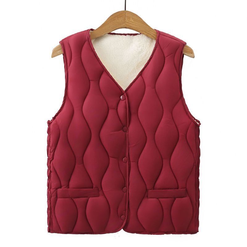 加绒加厚羊羔绒马甲女2022新款洋气马甲女保暖背心秋冬妈妈装坎肩详情7