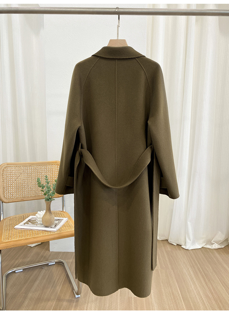 Q469 Dongdaemun Double-sided Cashmere Coat Korean version Autumn and Winter New Style Wool Tie suit collar woolen coat for women pic 73