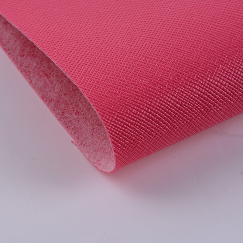 Hot-selling spunlace bottom hard cross-patterned PVC luggage artificial leather decorative leather fabric pic 2