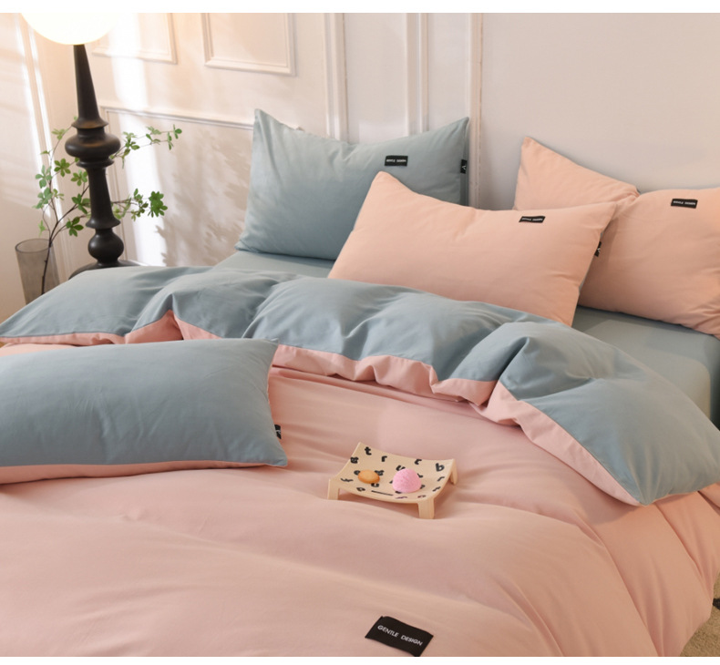 批发100纯棉磨毛四件套纯色A类母婴级无荧光超柔全棉被套床单子详情24