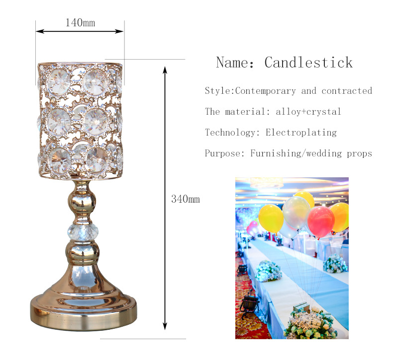Cross-border best-selling European-style iron dining table candlestick ornaments, crystal candlesticks, home decorations, candlelight dinner props, candlesticks pic 6