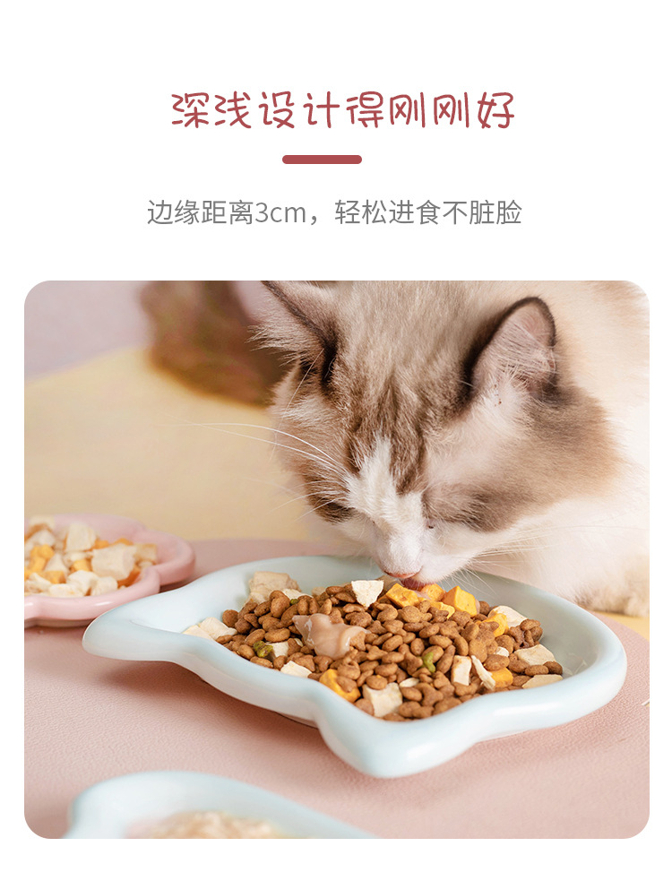 Korean InS-style hand-painted dodo plate cat bowl, a ceramic plate specially designed for cats, cat food, snacks, freeze-dried canned food bowl, and comes with a cute cat hair tie pic 6