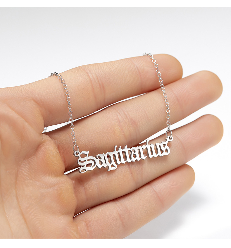 新款不锈钢复古项链女小众设计感欧美饰品古英文字母配饰项链批发详情14