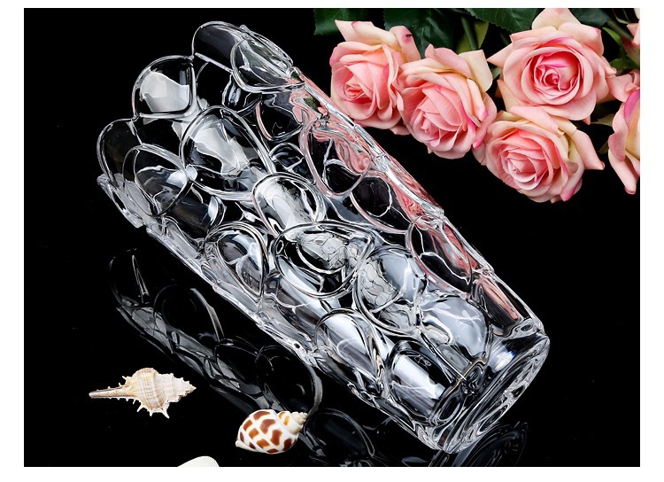 European-style large transparent glass vase, living room decoration, flower arrangement, hydroponic lucky bamboo, lily, dried flower, floor-standing decoration pic 5